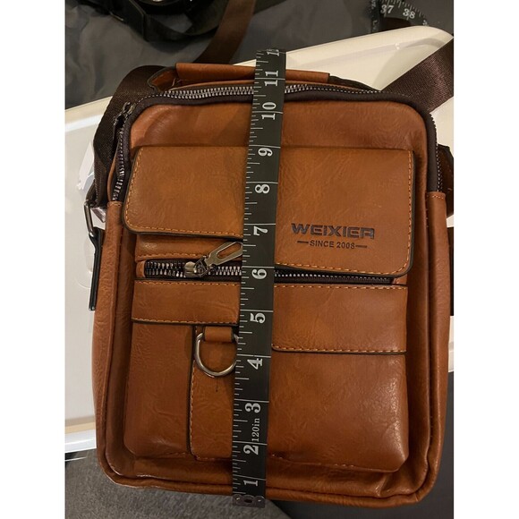 Cross body bag unisex leather, Brown, new, dual, adjustable strap, multi use! - Picture 1 of 4